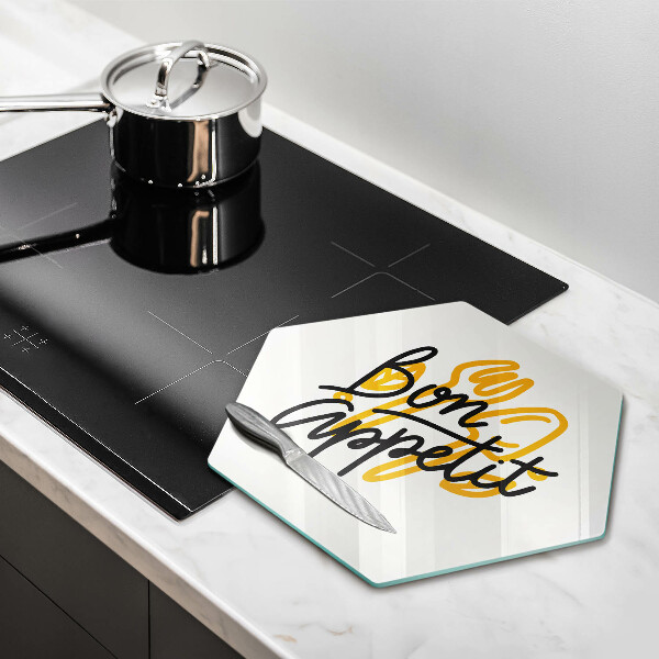 Üveg vágódeszka Bon Appetit felirat