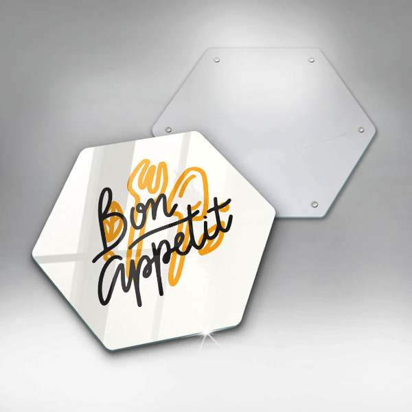 Üveg vágódeszka Bon Appetit felirat