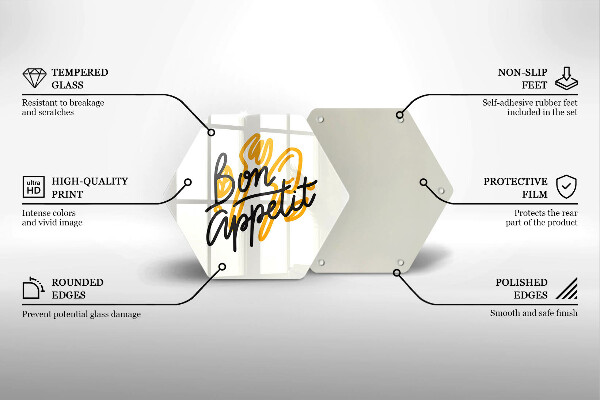 Üveg vágódeszka Bon Appetit felirat