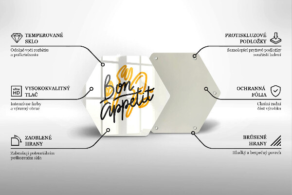 Üveg vágódeszka Bon Appetit felirat