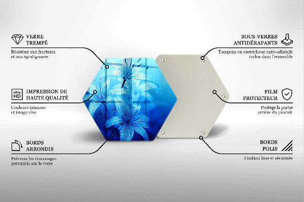 Üveg vágódeszka Kék virágok