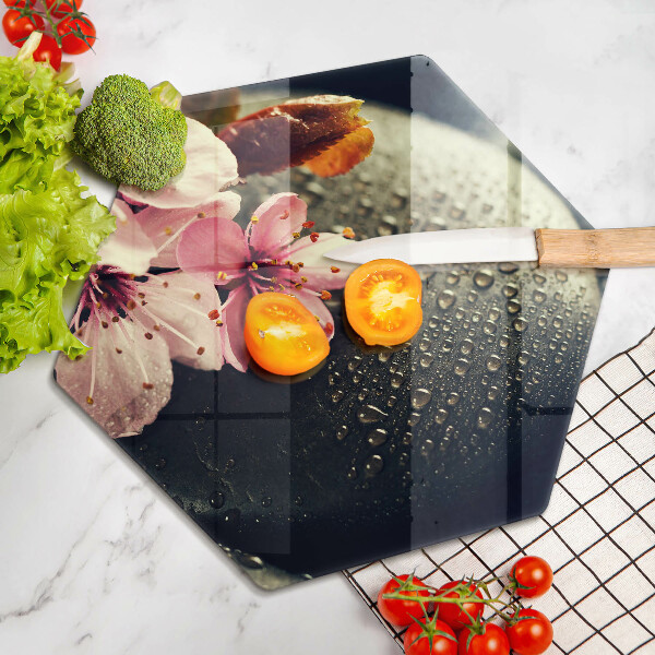 Üveg vágódeszka Virágok zen kövek