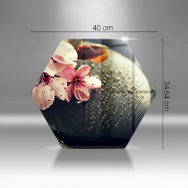 Üveg vágódeszka Virágok zen kövek