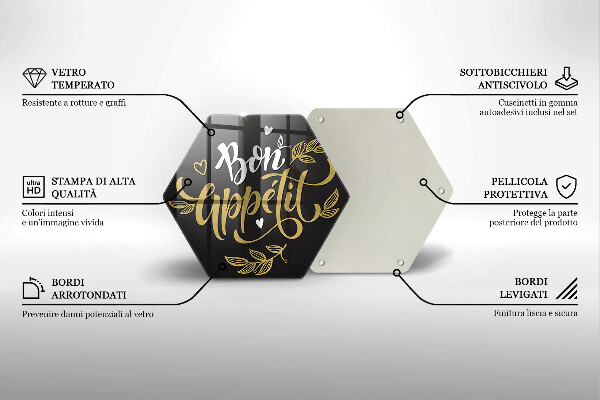 Üveg vágódeszka Bon Appetit felirat