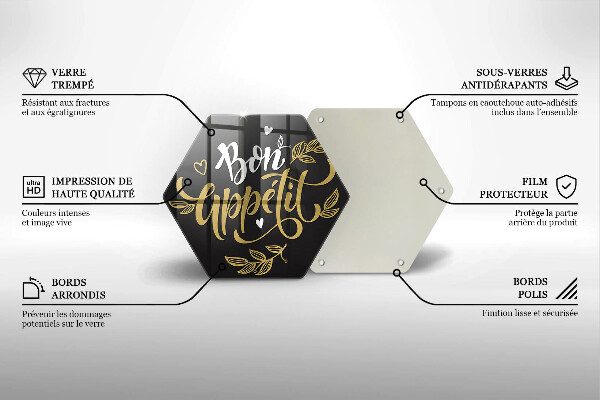 Üveg vágódeszka Bon Appetit felirat