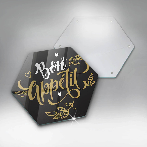 Üveg vágódeszka Bon Appetit felirat