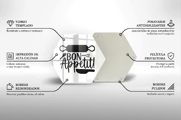 Üveg vágódeszka Bon Appetit felirat