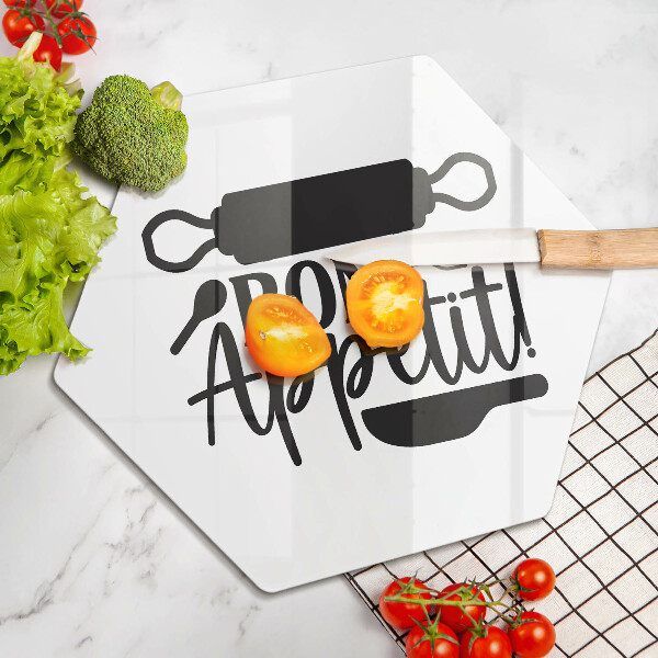 Üveg vágódeszka Bon Appetit felirat