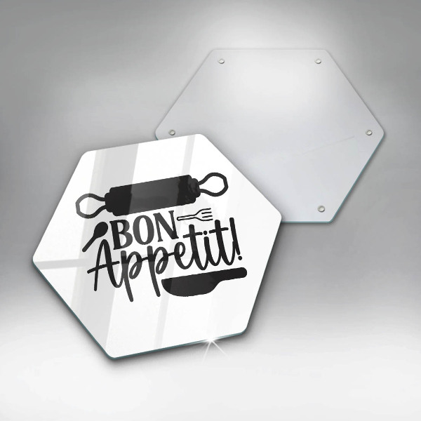 Üveg vágódeszka Bon Appetit felirat
