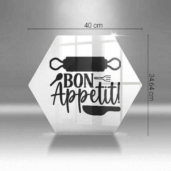 Üveg vágódeszka Bon Appetit felirat