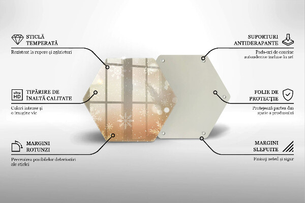 Üveg vágódeszka Hópelyhek