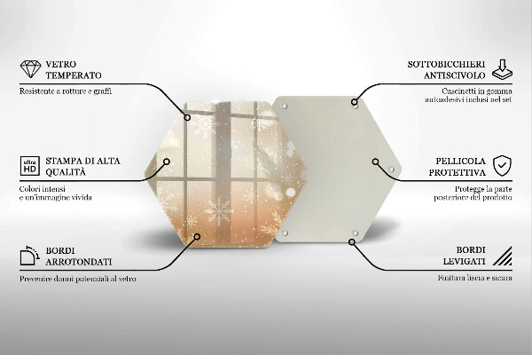 Üveg vágódeszka Hópelyhek