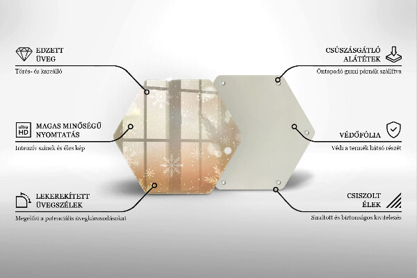 Üveg vágódeszka Hópelyhek