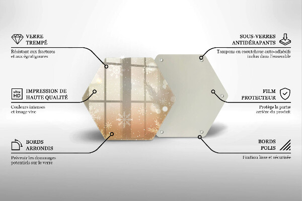 Üveg vágódeszka Hópelyhek