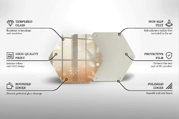 Üveg vágódeszka Hópelyhek