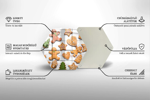Üveg vágódeszka Karácsonyi mézeskalács