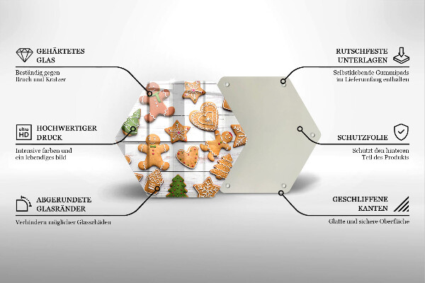 Üveg vágódeszka Karácsonyi mézeskalács