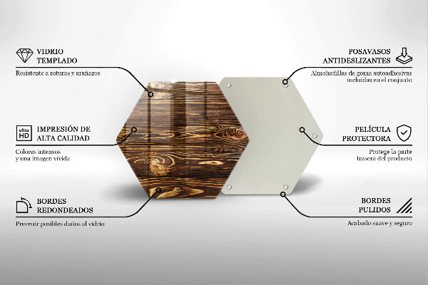 Üveg vágódeszka Fa textúra