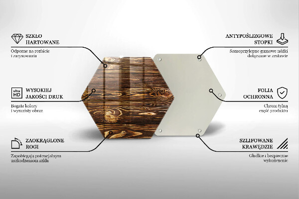 Üveg vágódeszka Fa textúra