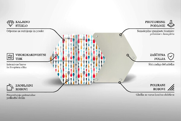 Üveg vágódeszka Kanál illusztráció