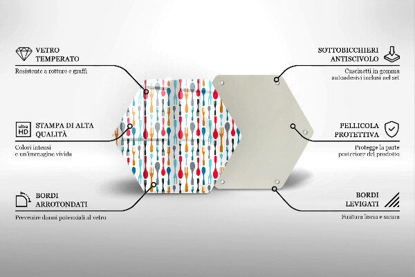 Üveg vágódeszka Kanál illusztráció