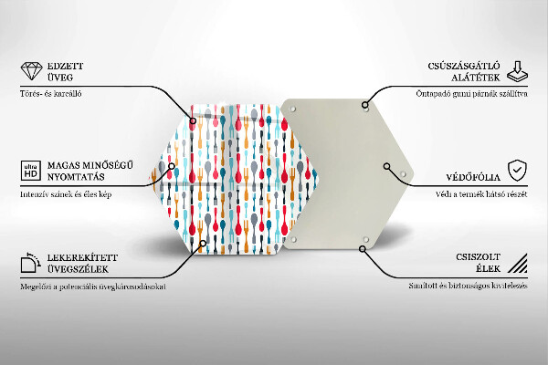 Üveg vágódeszka Kanál illusztráció