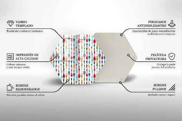 Üveg vágódeszka Kanál illusztráció