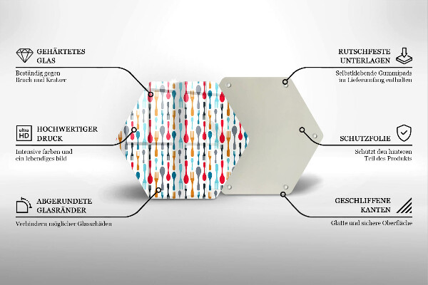 Üveg vágódeszka Kanál illusztráció
