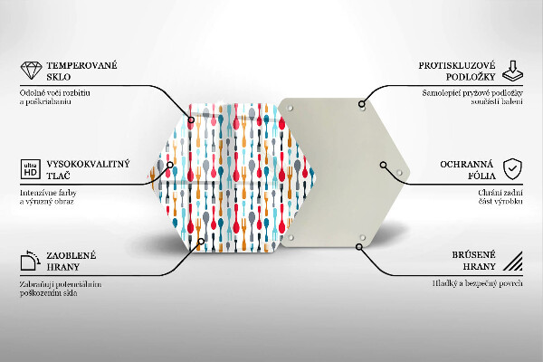 Üveg vágódeszka Kanál illusztráció