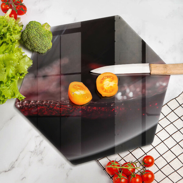 Üveg vágódeszka Vörösbor egy pohárban