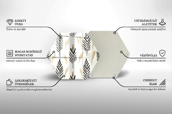 Üveg vágódeszka Boho növények