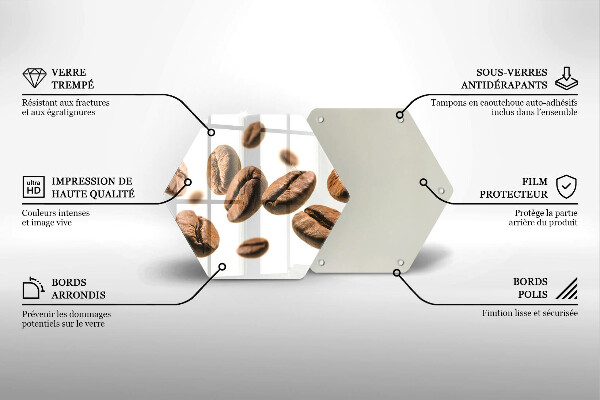 Üveg vágódeszka Kávébab