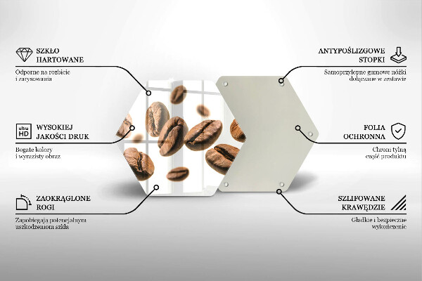 Üveg vágódeszka Kávébab