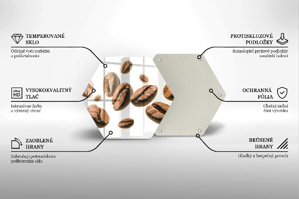 Üveg vágódeszka Kávébab