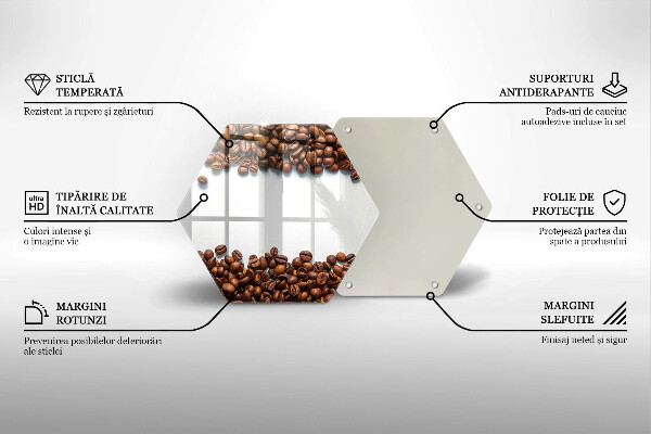 Üveg vágódeszka Kávébab