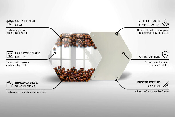 Üveg vágódeszka Kávébab