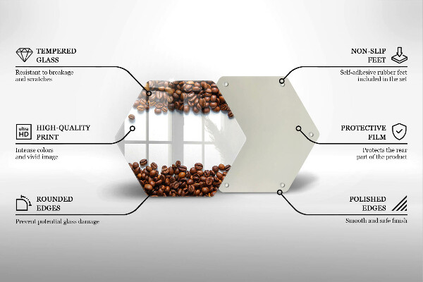 Üveg vágódeszka Kávébab