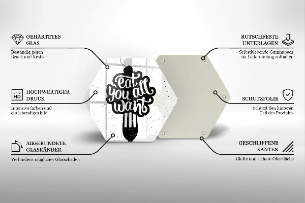 Üveg vágódeszka Eat all you want