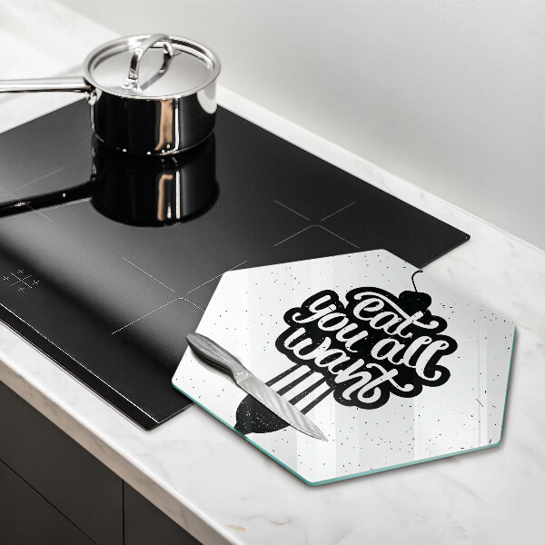 Üveg vágódeszka Eat all you want