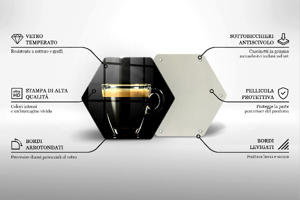 Üveg vágódeszka Egy pohár fekete kávé