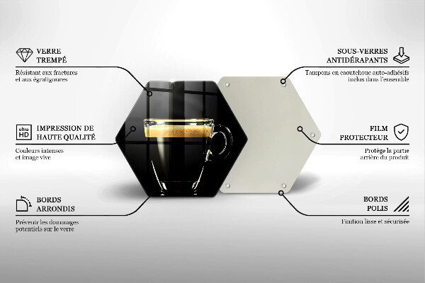 Üveg vágódeszka Egy pohár fekete kávé