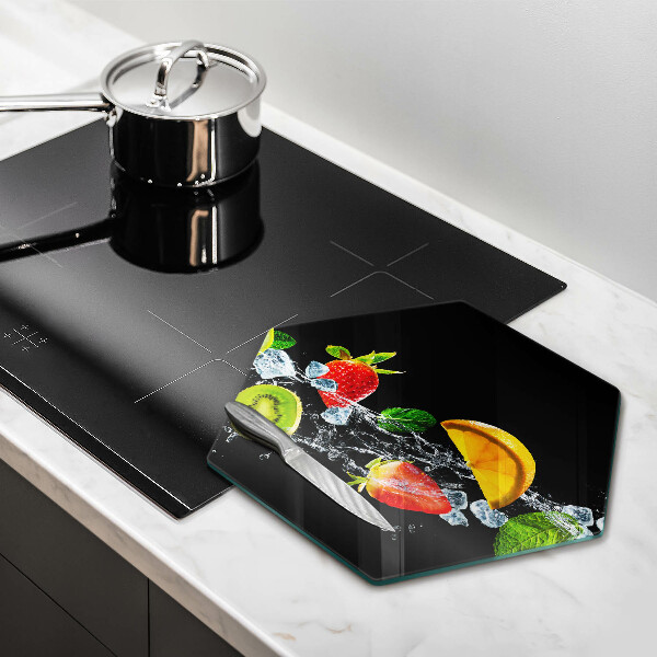 Üveg vágódeszka Gyümölcsök vízben