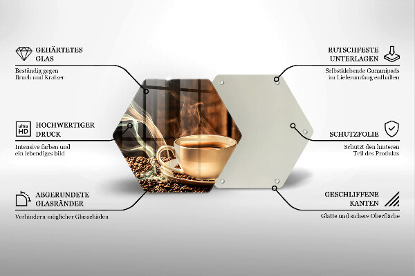 Üveg vágódeszka Csésze és kávébab