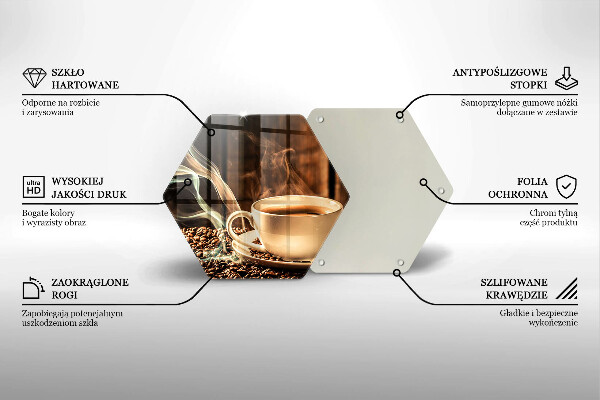 Üveg vágódeszka Csésze és kávébab