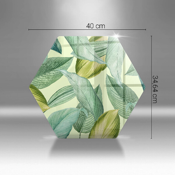 Üveg vágódeszka Zöld trópusi levelek