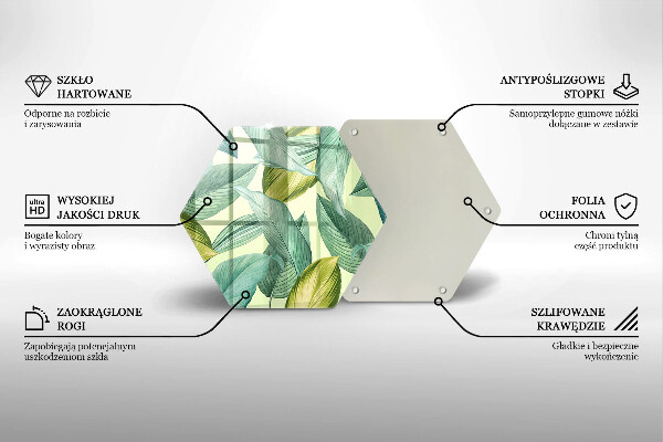 Üveg vágódeszka Zöld trópusi levelek
