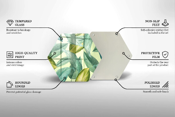 Üveg vágódeszka Zöld trópusi levelek