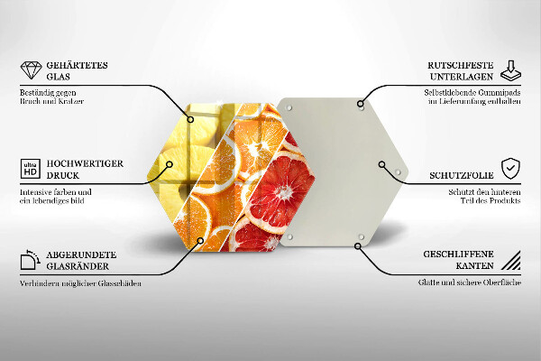 Üveg vágódeszka Színes gyümölcsök