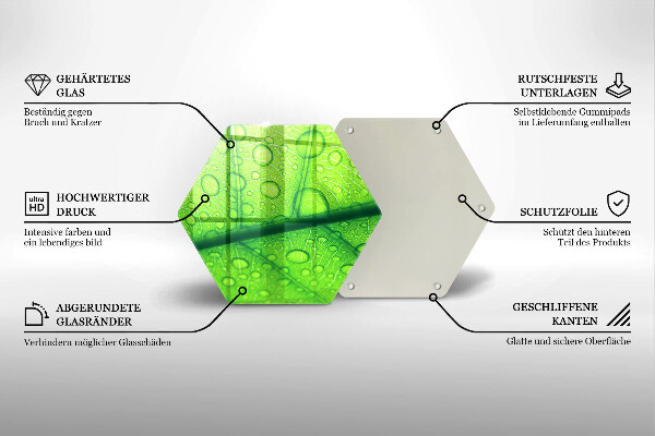 Üveg vágódeszka Közeli kép egy levélről