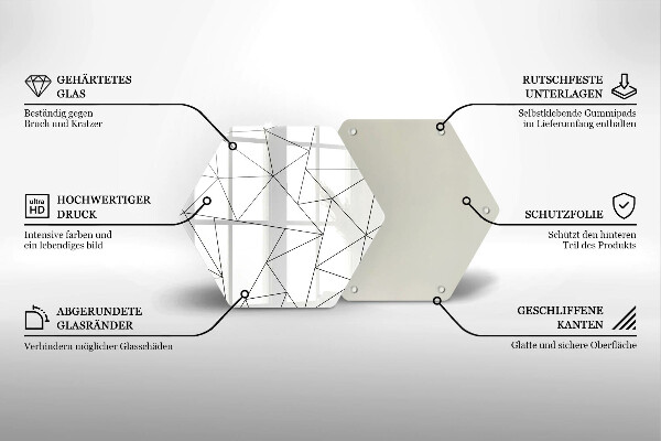 Üveg vágódeszka Fehér háromszögek